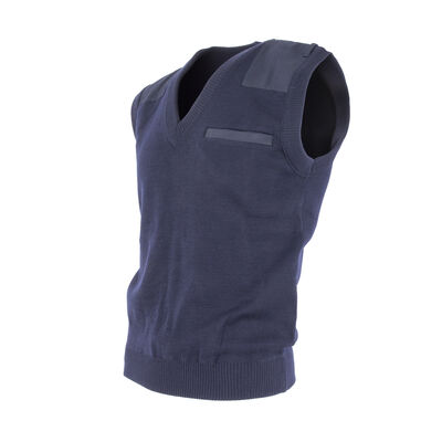 Dutch Navy Blue Wool V-Neck Sweater Vest | Unissued - Small, , large